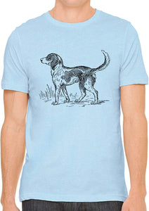 Cute Farm Dog Cotton Crewneck Mens Blue T-Shirts