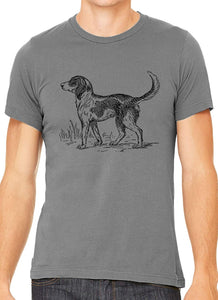 Cute Farm Dog Cotton Crewneck Mens Gray T-Shirts