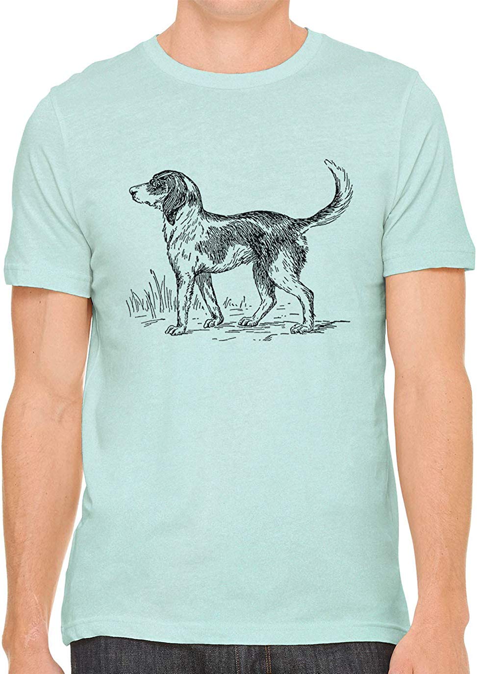 Cute Farm Dog Cotton Crewneck Mens Green T-Shirts