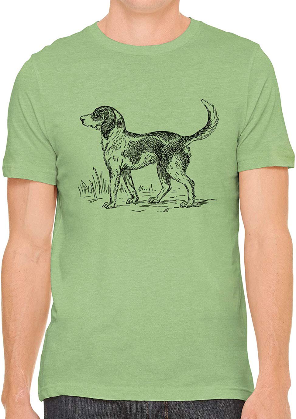 Cute Farm Dog Cotton Crewneck Mens Green T-Shirts