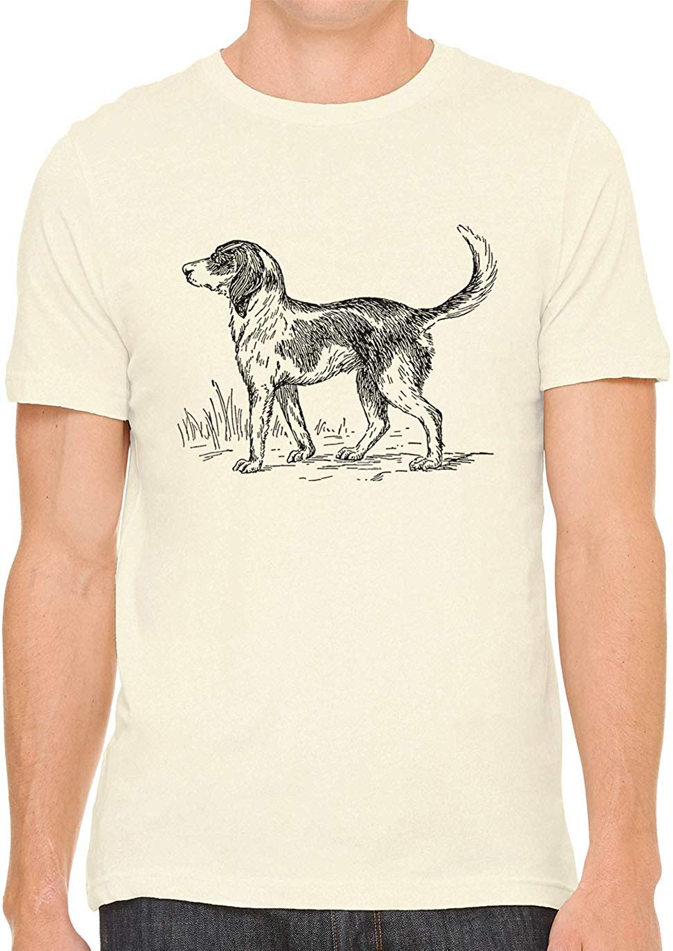 Cute Farm Dog Cotton Crewneck Mens Nature T-Shirts