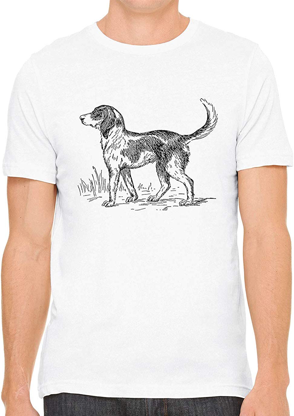 Cute Farm Dog Cotton Crewneck Mens White T-Shirts