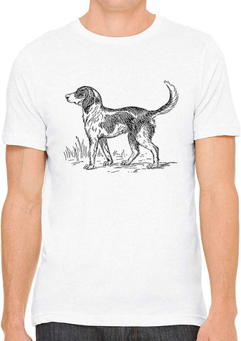 Cute Farm Dog Cotton Crewneck Mens White T-Shirts