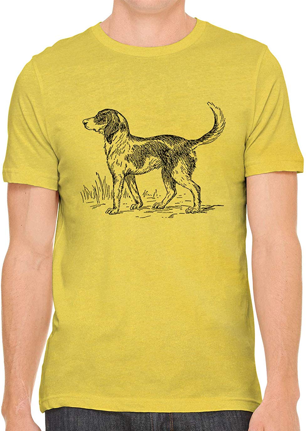 Cute Farm Dog Cotton Crewneck Mens Yellow T-Shirts