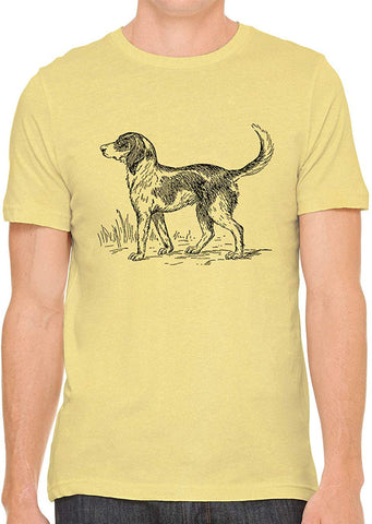 Cute Farm Dog Cotton Crewneck Mens Yellow T-Shirts