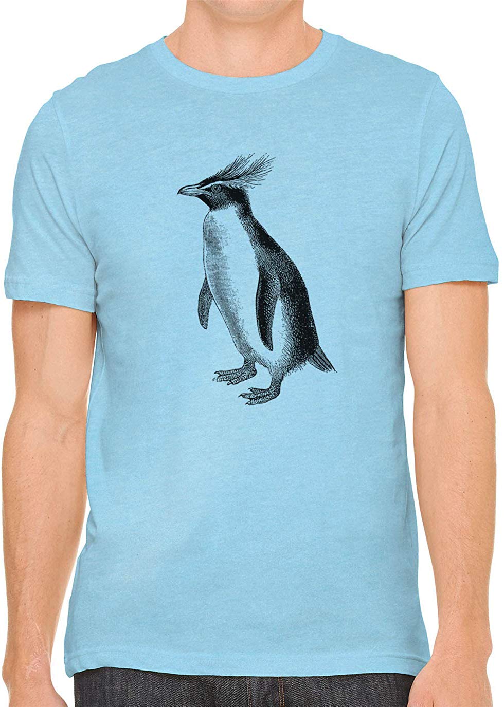 Cute Fluffy Penguin Cotton Crewneck Unisex Blue T-Shirts