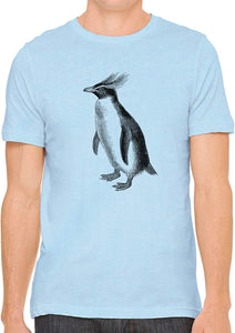 Cute Fluffy Penguin Cotton Crewneck Unisex Blue T-Shirts