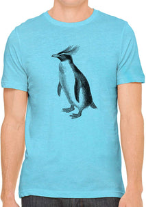 Cute Fluffy Penguin Cotton Crewneck Unisex Blue T-Shirts