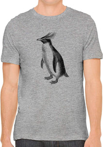 Cute Fluffy Penguin Cotton Crewneck Unisex Gray T-Shirts