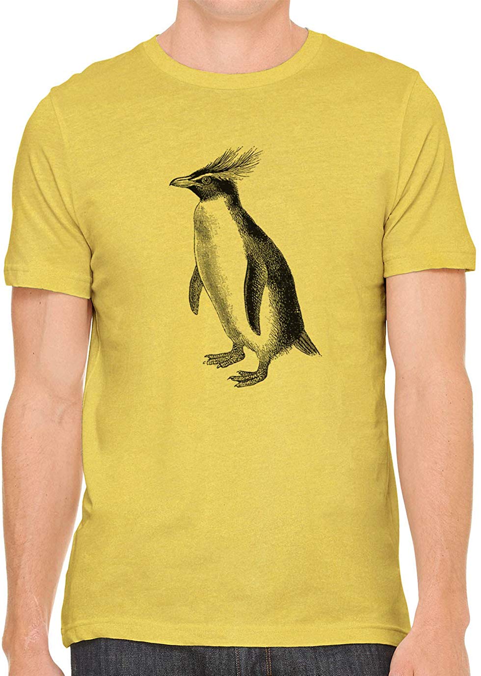 Cute Fluffy Penguin Cotton Crewneck Unisex Yellow T-Shirts