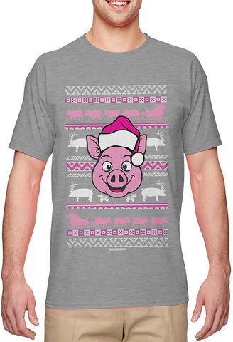 Cute Pig-Adorable Oink Ugly Christmas Men's Gray T-Shirts