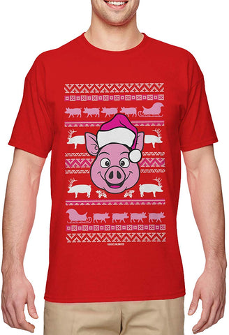 Cute Pig-Adorable Oink Ugly Christmas Men's Red T-Shirts