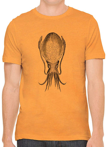 Cuttle Fish Sketch Cotton Crewneck Unisex Orange T-Shirts