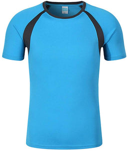 DIY Men's Short Sleeve-Athletic Breathable Sportswear Training Short-Sleeve Quick Dry Blue T-Shirts