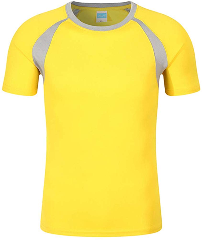 DIY Men's Short Sleeve-Athletic Breathable Sportswear Training Short-Sleeve Quick Dry Yellow T-Shirts