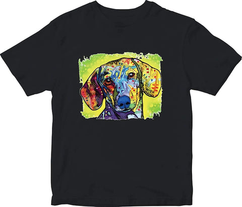 Dachshund Neon Adult Printed Black T-Shirts