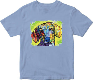 Dachshund Neon Adult Printed Blue T-Shirts