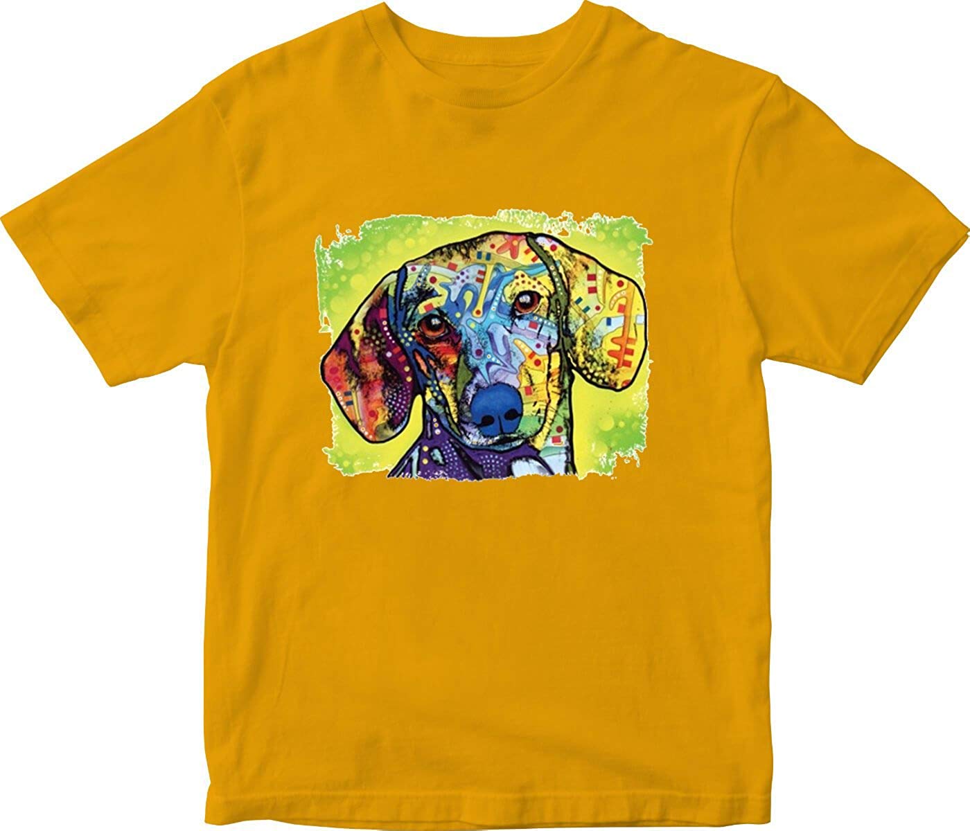 Dachshund Neon Adult Printed Gold T-Shirts