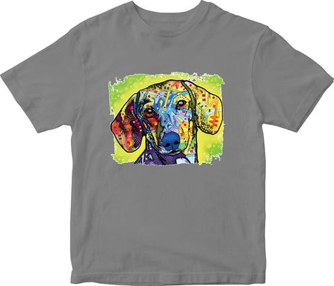 Dachshund Neon Adult Printed Gray T-Shirts