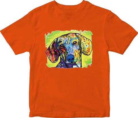 Dachshund Neon Adult Printed Orange T-Shirts