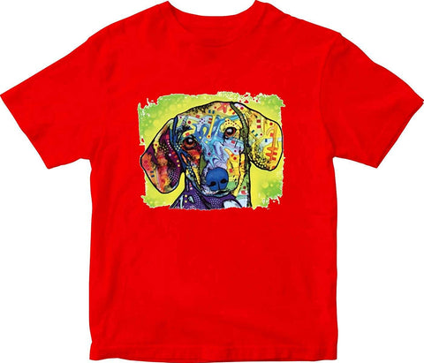 Dachshund Neon Adult Printed Red T-Shirts