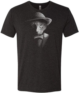 Dapper cat-Hipster Adventure Funny Kitten-Mens Cotton Black T-Shirts