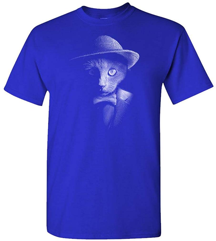 Dapper cat-Hipster Adventure Funny Kitten-Mens Cotton Royal T-Shirts