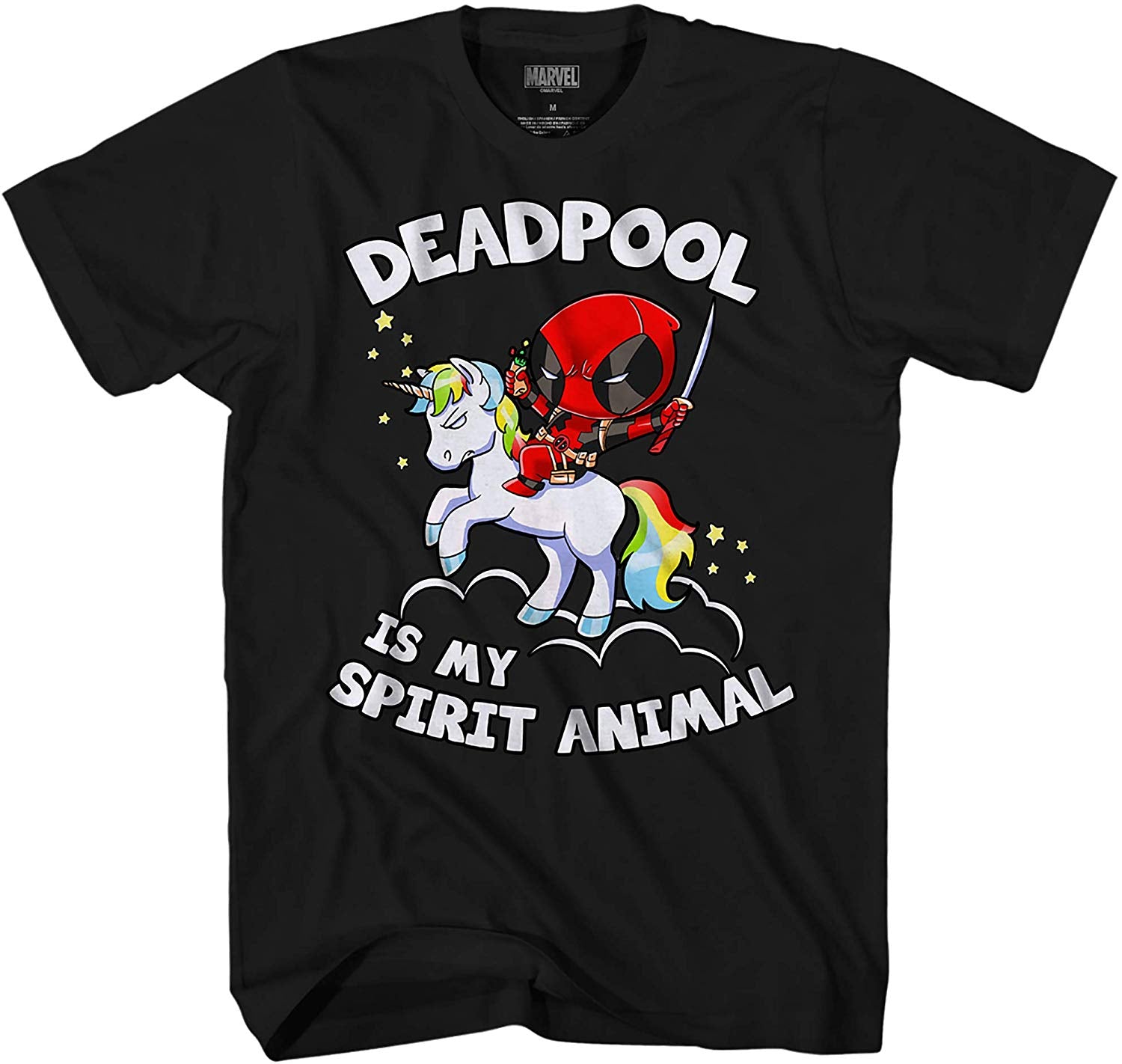 Deadpool is My Spirit Animal Unicorn Black T-Shirts