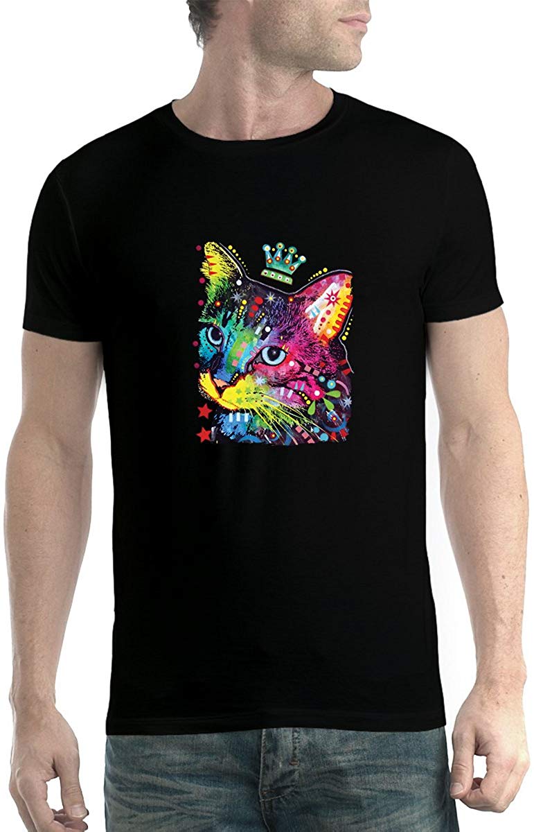 Dean Russo Crown Cat Animals Men New Black T-Shirts