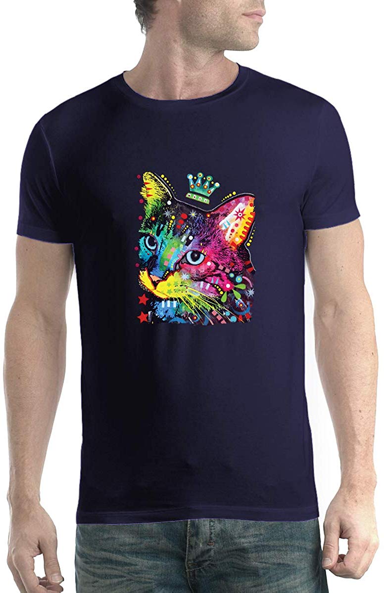 Dean Russo Crown Cat Animals Men New Blue T-Shirts