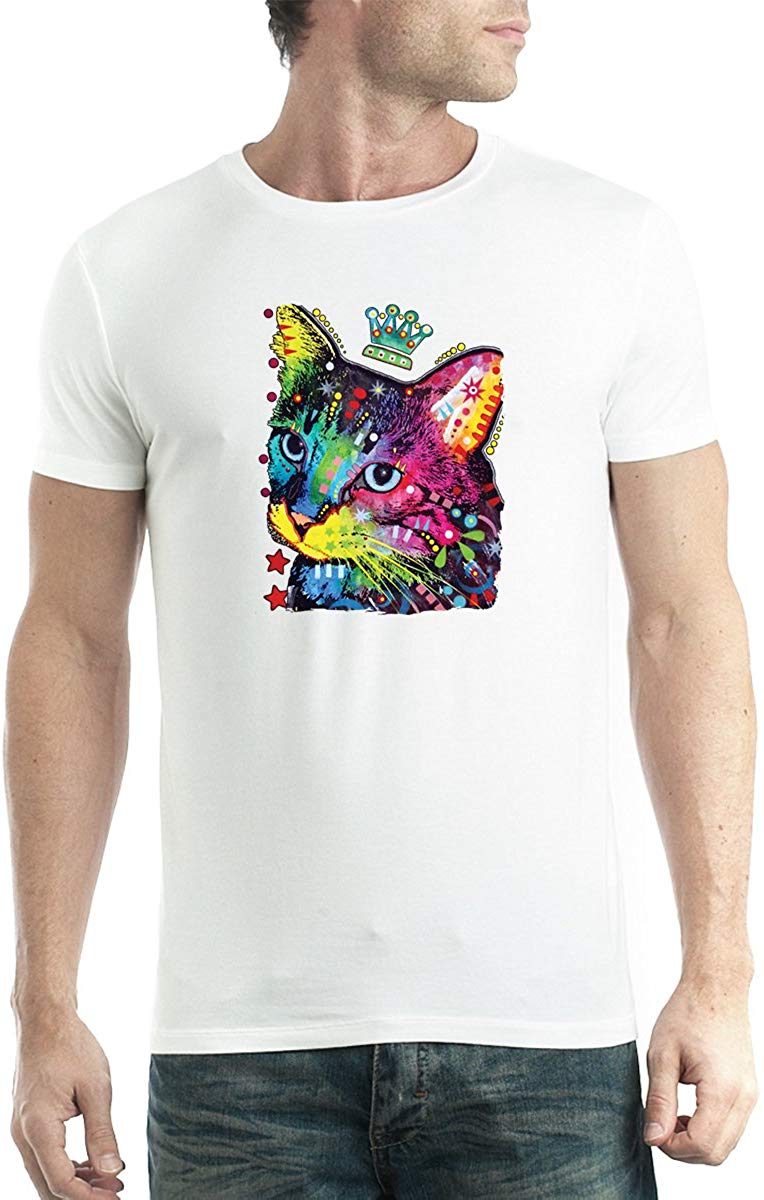 Dean Russo Crown Cat Animals Men New White T-Shirts