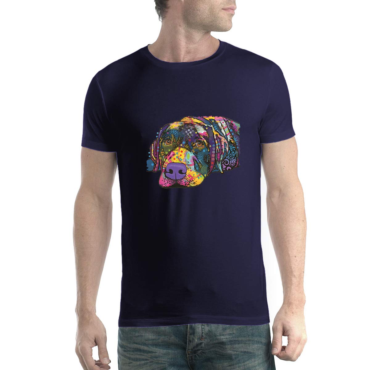 Dean Russo Dog Animals Cubism Men New Blue T-Shirts