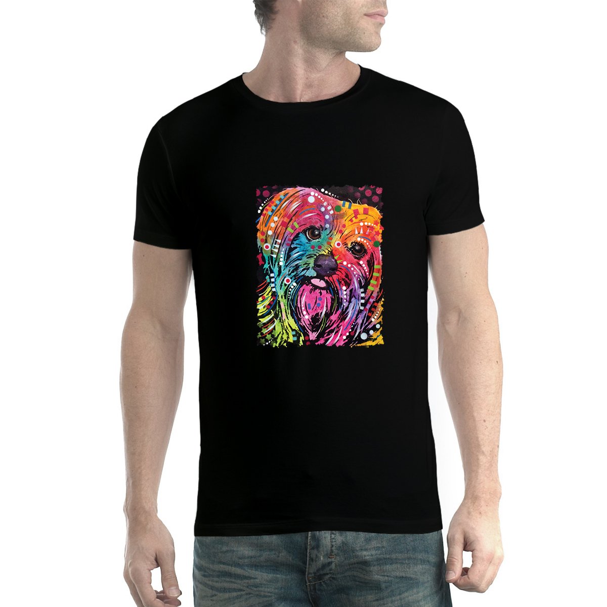 Dean Russo York Dog Animals Men New Black T-Shirts