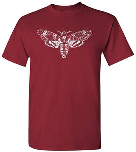 Death's Head Moth-Mens Cotton Maroon T-Shirts