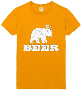 Deer + Bear = Beer Printed Gold T-Shirts