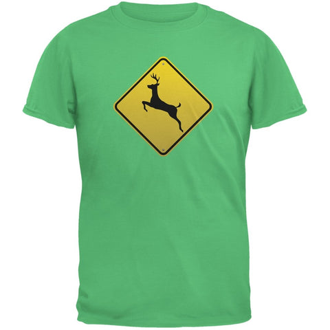 Deer Crossing Sign Irish Adult Green T-Shirts