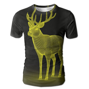 Deer Dream Animal Mens Round Neck Short Sleeve Casual White T-Shirts