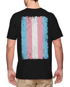 Distressed Transgender Flag-LGBT Support Men's Black T-Shirts