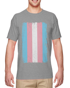 Distressed Transgender Flag-LGBT Support Men's Gray T-Shirts