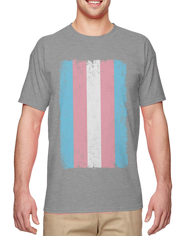 Distressed Transgender Flag-LGBT Support Men's Gray T-Shirts