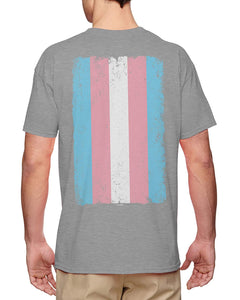 Distressed Transgender Flag-LGBT Support Men's Gray T-Shirts