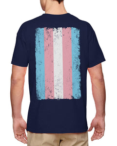 Distressed Transgender Flag-LGBT Support Men's Navy T-Shirts