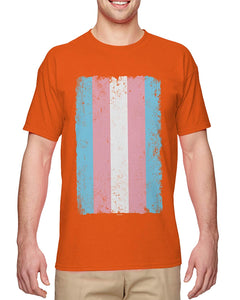 Distressed Transgender Flag-LGBT Support Men's Orange T-Shirts