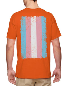 Distressed Transgender Flag-LGBT Support Men's Orange T-Shirts