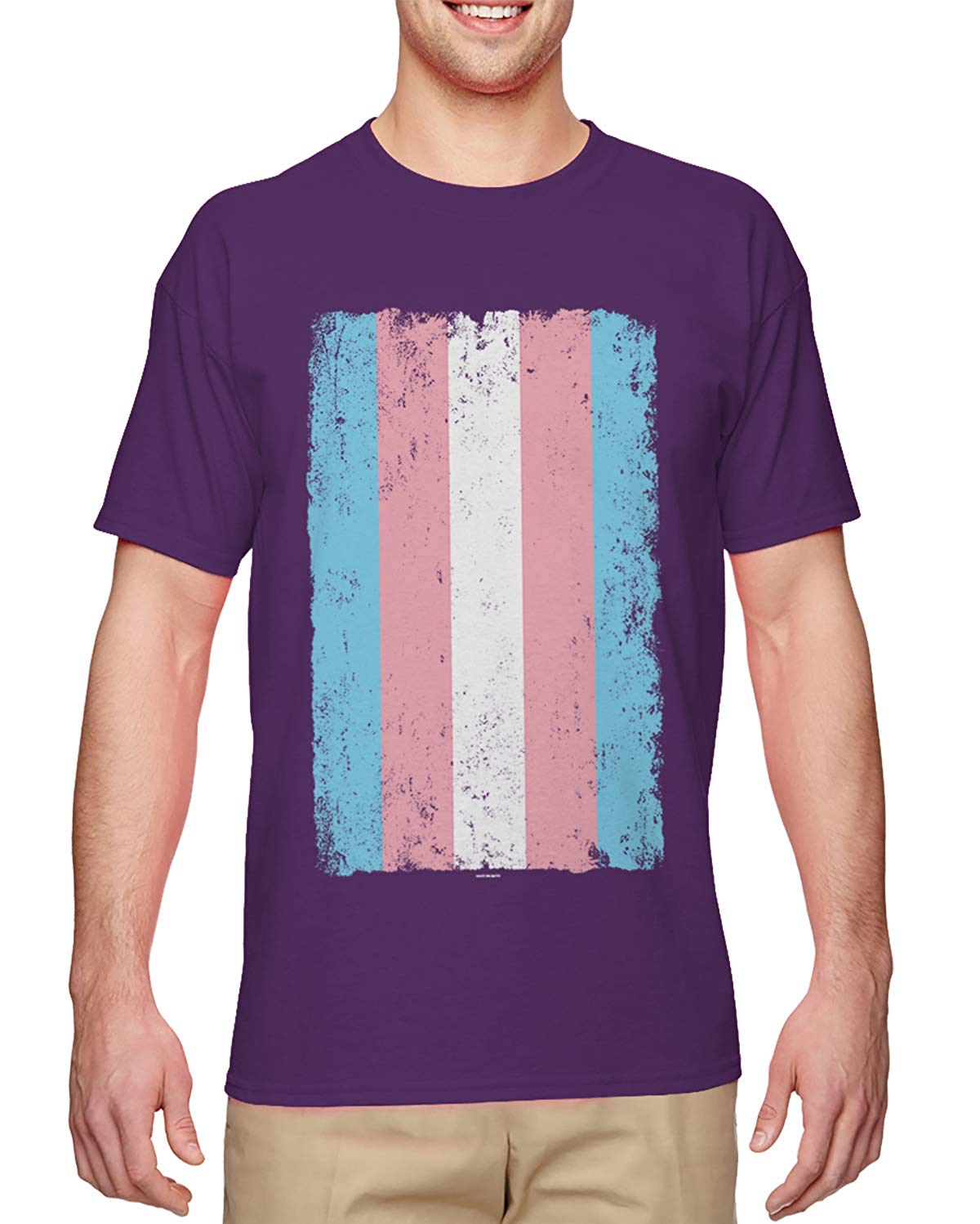 Distressed Transgender Flag-LGBT Support Men's Purple T-Shirts