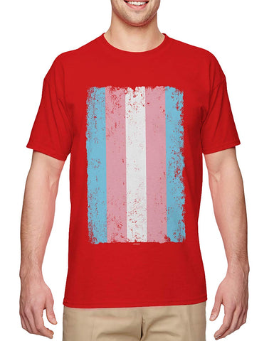 Distressed Transgender Flag-LGBT Support Men's Red T-Shirts