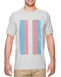 Distressed Transgender Flag-LGBT Support Men's White T-Shirts