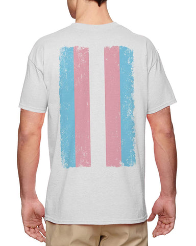 Distressed Transgender Flag-LGBT Support Men's White T-Shirts