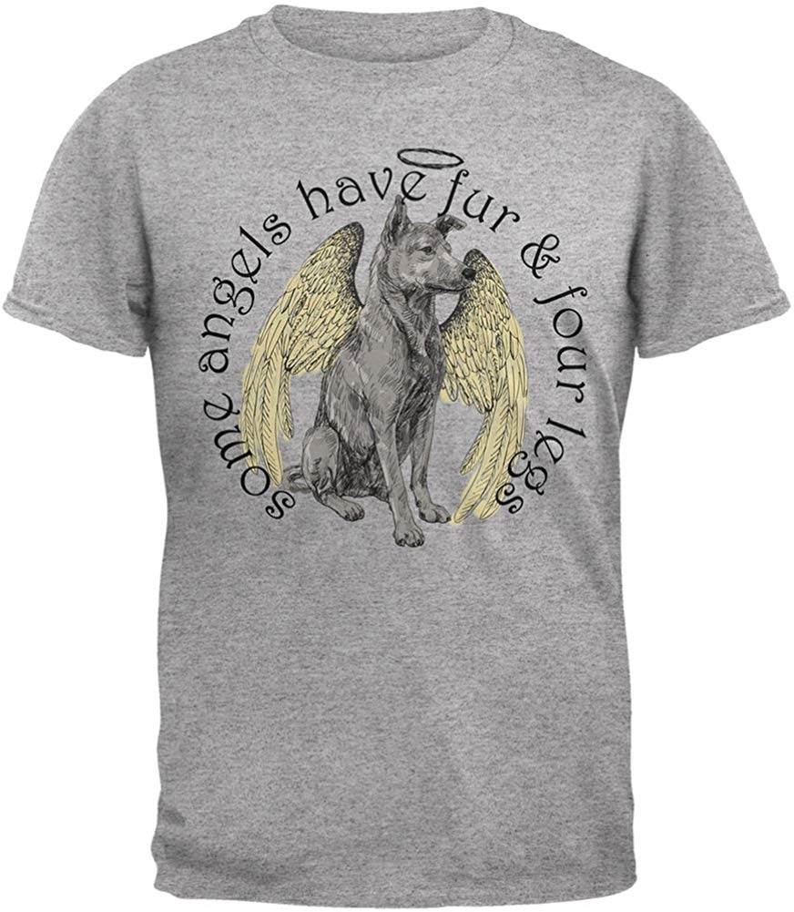 Dog Angel Heather Grey Adult Grey T-Shirts