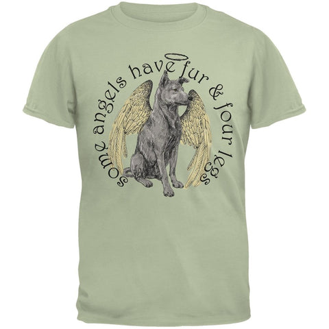 Dog Angel Serene Adult Green T-Shirts